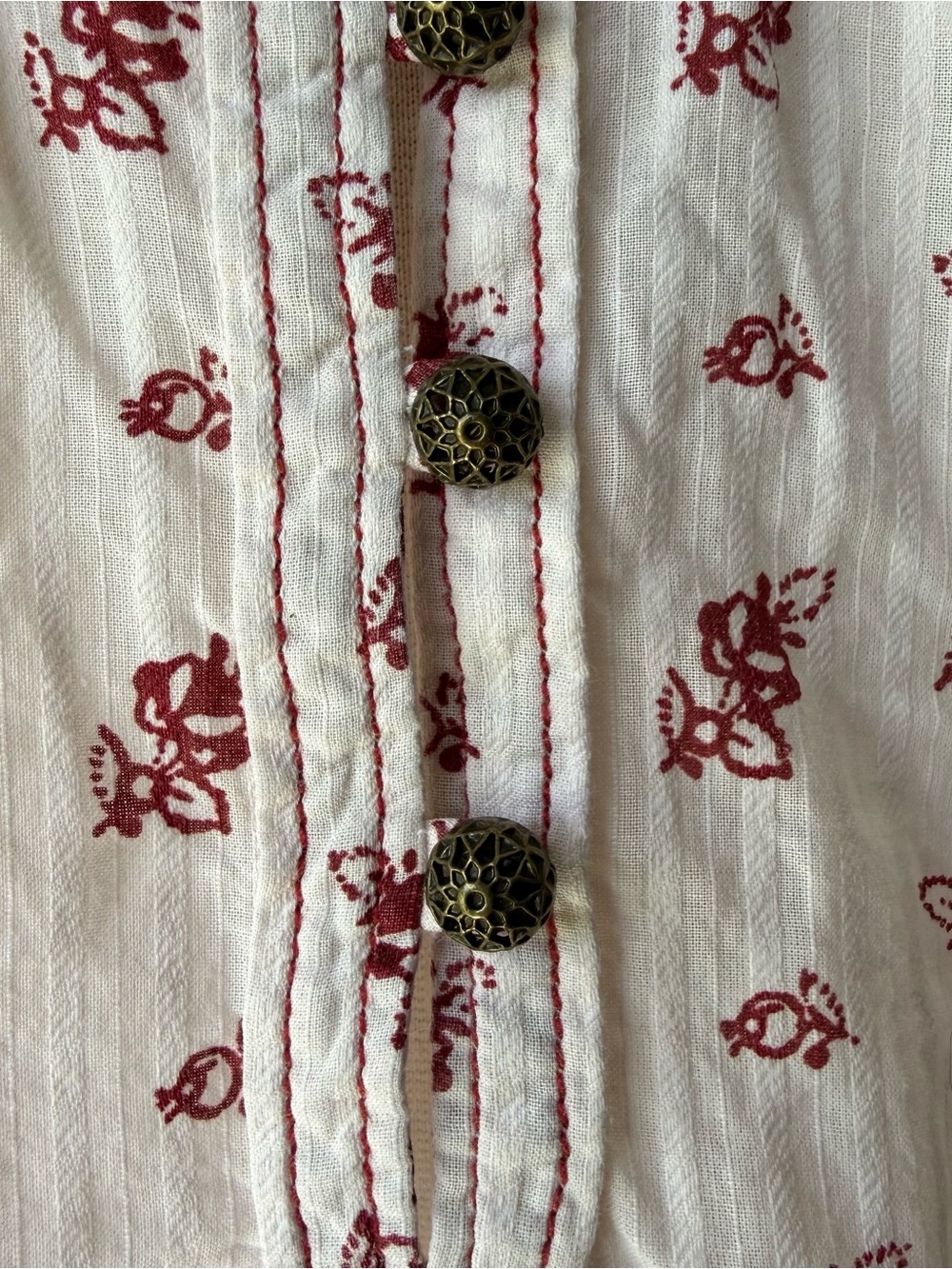 Anthropologie Pilcro Boho Floral Puff Sleeve Cotton Peasant Blouse Small - Picture 5 of 11